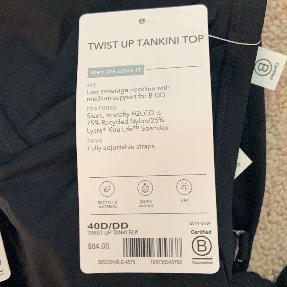 ATHLETA Twist Up Tankini Top Black SWIM Top NWT - Picture 4 of 4